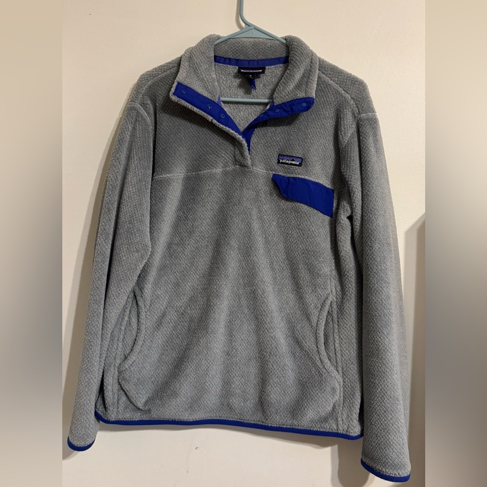 Kids Patagonia Girl Zip-Up Sweater in Gray and Blue Size XL